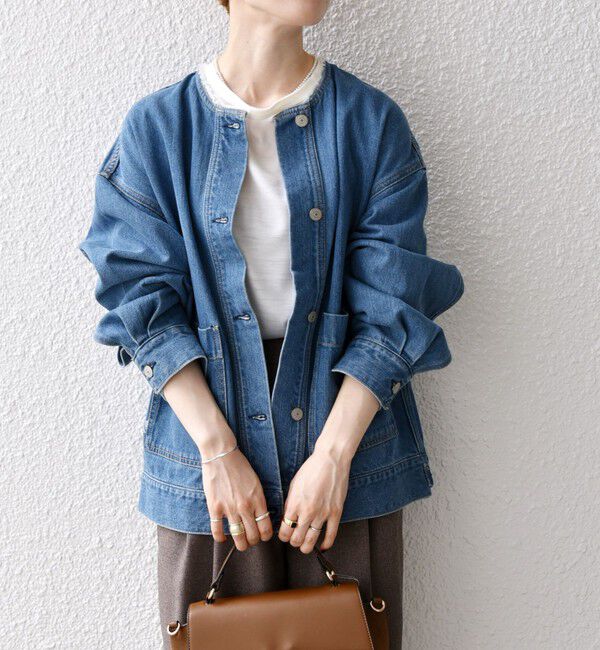SHIPS any「《一部予約》SHIPS any: ノーカラー デニム ブルゾン［SHIPS any DENIM］」|デニムジャケット|