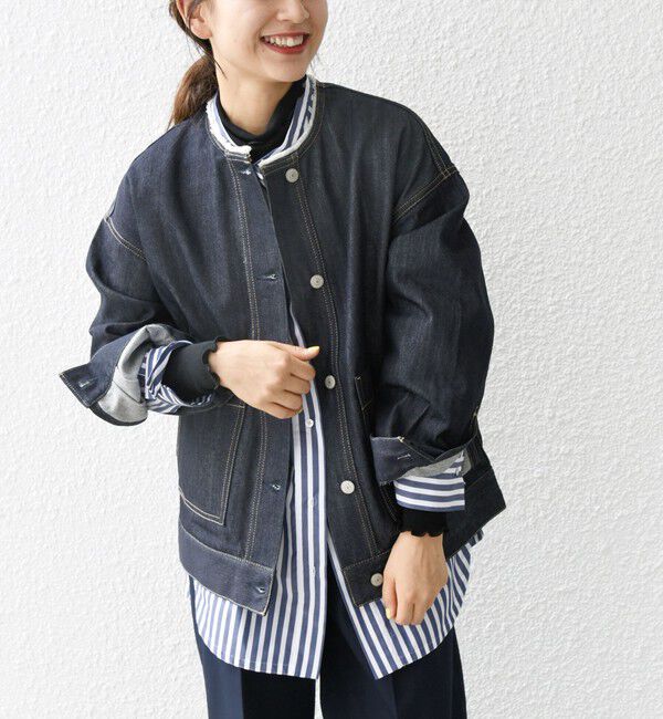 SHIPS any「《一部予約》SHIPS any: ノーカラー デニム ブルゾン［SHIPS any DENIM］」|デニムジャケット|