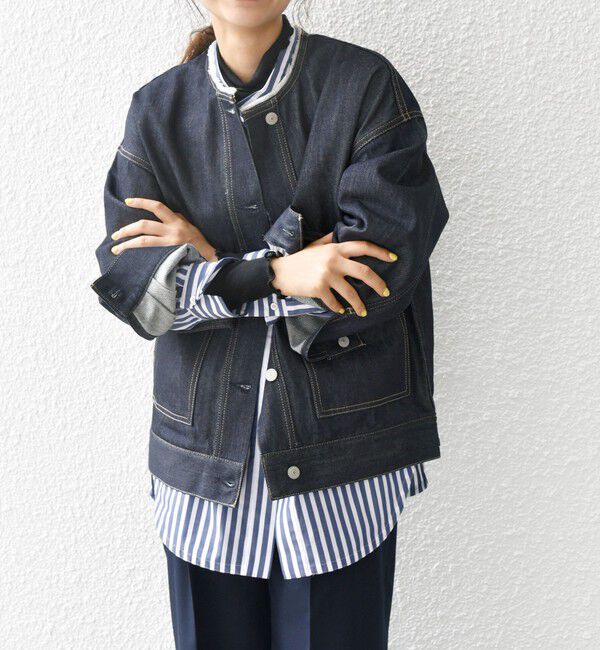 SHIPS any「《一部予約》SHIPS any: ノーカラー デニム ブルゾン［SHIPS any DENIM］」|デニムジャケット|