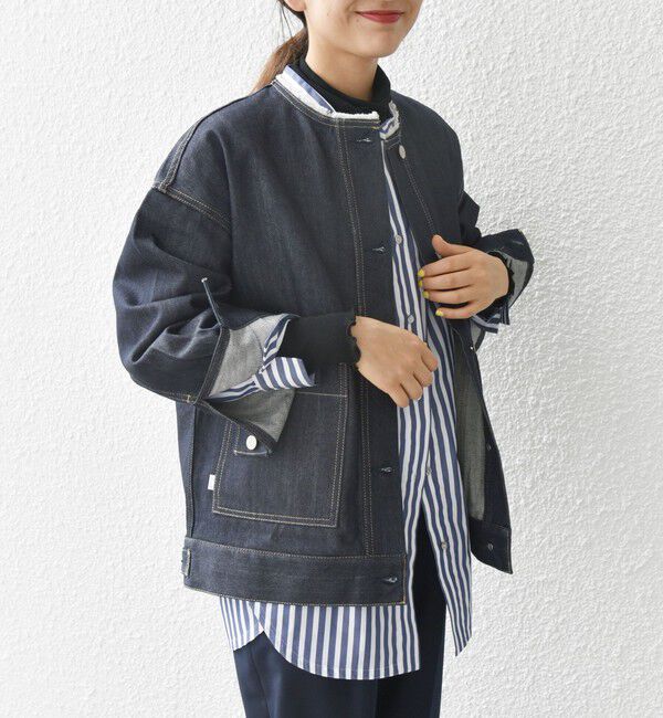SHIPS any「《一部予約》SHIPS any: ノーカラー デニム ブルゾン［SHIPS any DENIM］」|デニムジャケット|