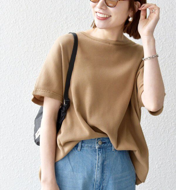 SHIPS any「SHIPS any:〈洗濯機可能〉ワッフル ワイド TEE」|Tシャツ・カットソー|キャメル
