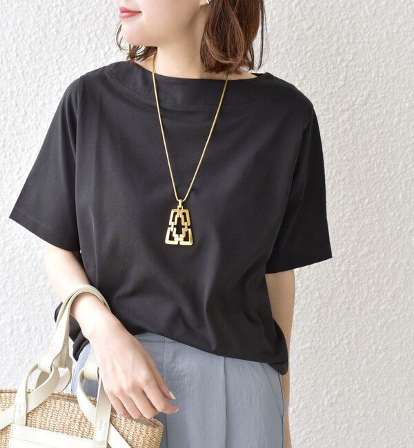 SHIPS for women「【WEB限定】〈ネックが選べる2サイズ展開〉オーガニックコットン バリエーションネック TEE」|Tシャツ・カットソー|ブラック