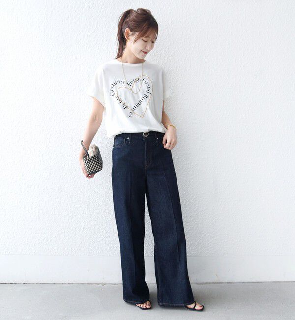 SHIPS for women「【WEB限定】〈手洗い可能〉バリエーション ロゴ 刺繍 プリントTEE」|Tシャツ・カットソー|