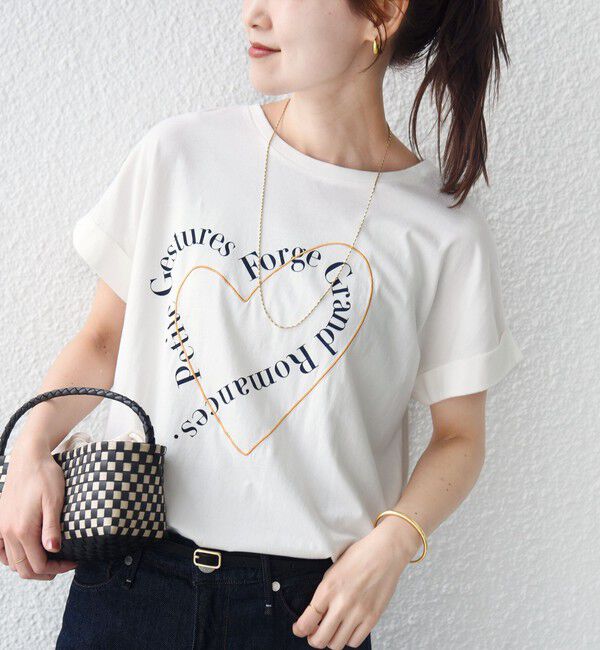 SHIPS for women「【WEB限定】〈手洗い可能〉バリエーション ロゴ 刺繍 プリントTEE」|Tシャツ・カットソー|