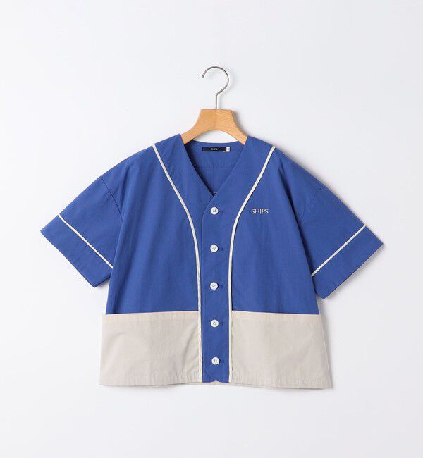 SHIPS KIDS「SHIPS KIDS:140～150cm /  ベースボール シャツ」|シャツ・ブラウス|ブルー