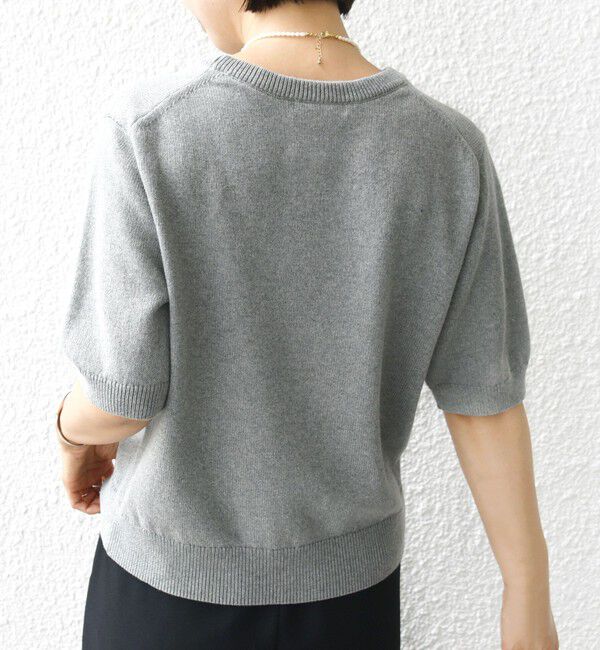 SHIPS for women「〈手洗い可能〉フラワー ビジュー ショート スリーブ ニット プルオーバー」|ニット・セーター|
