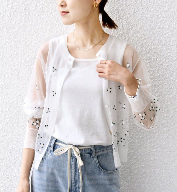 SHIPS for women「〈手洗い可能〉フラワー 刺繍 2WAY カーディガン」|カーディガン|