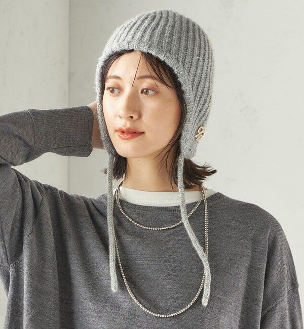 SHIPS for women「perah: ブローチ 付 イヤー フラップ ラメ ニット キャップ」|ニット帽|