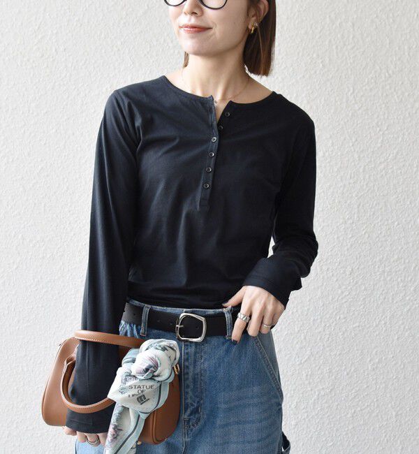 SHIPS any「SHIPS any:〈手洗い可能〉シアー コットン ヘンリーネック プルオーバー」|Tシャツ・カットソー|