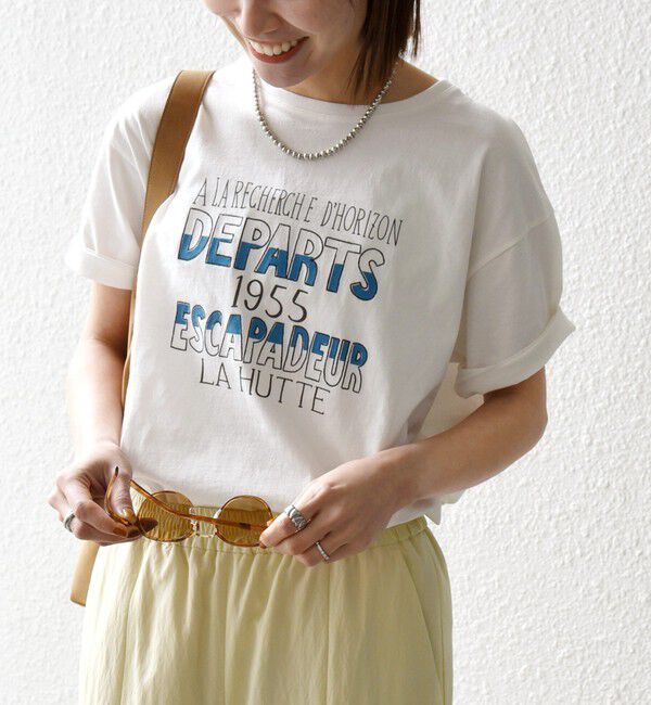 SHIPS any「【SHIPS any別注】La Hutte:〈洗濯機可能〉デザイン ロゴ プリント TEE 26SS」|Tシャツ・カットソー|ホワイト系2