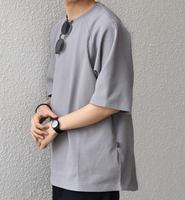 SHIPS any「【WEB限定】SHIPS any:〈UVカット〉SORONA(R) ワッフル ラグラン リラックス Tシャツ◇」|Tシャツ・カットソー|グレー