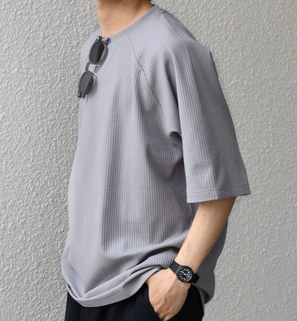 SHIPS any「【WEB限定】SHIPS any:〈UVカット〉SORONA(R) ワッフル ラグラン リラックス Tシャツ◇」|Tシャツ・カットソー|