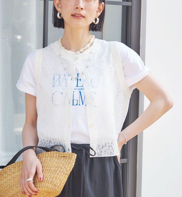 SHIPS for women「〈手洗い可能〉レース ジャカード 2WAY ノースリーブ カットソー」|Tシャツ・カットソー|オフホワイト