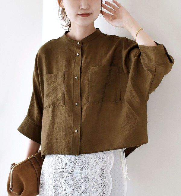 SHIPS for women「〈手洗い可〉NEW シルク混 シアー 羽織 シャツ」|シャツ・ブラウス|カーキ