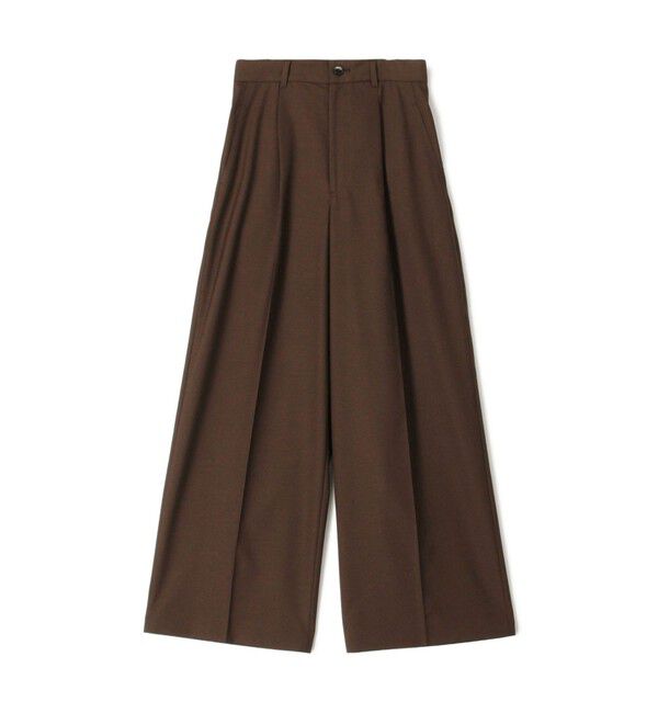 MACPHEE「ストレッチトロピカル タックワイドパンツ」|スラックス|49 ダークブラウン