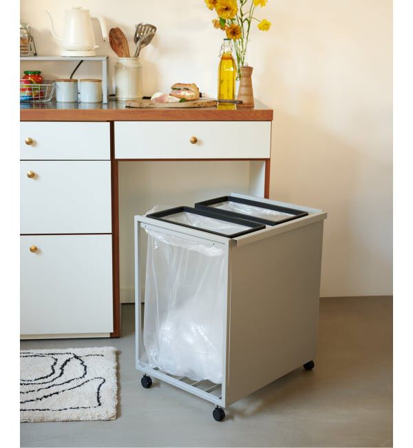 journal standard Furniture「【tower/タワー】JSF別注 目隠し分別ダストワゴン 45L 2分別」|ステーショナリー|グレー