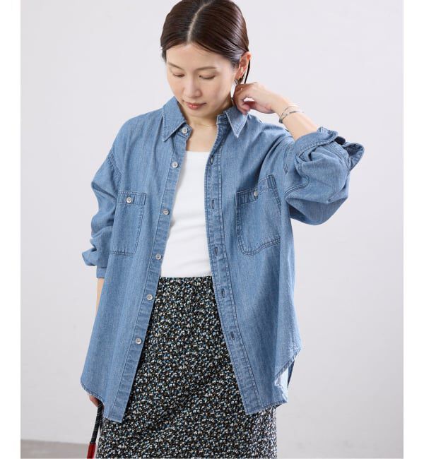 IENA「BLACK シャンブレーシャツ」|シャツ・ブラウス|ブルー A
