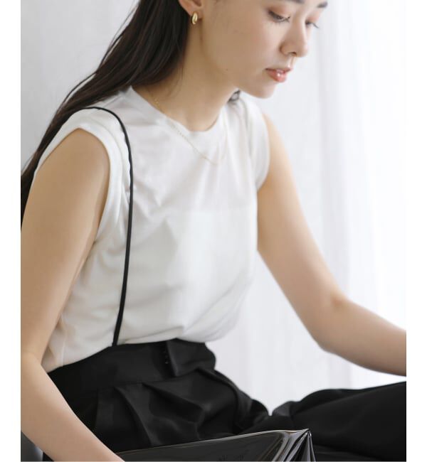  「【洗える】シャイニーノースリーブトップス」|Tシャツ・カットソー|