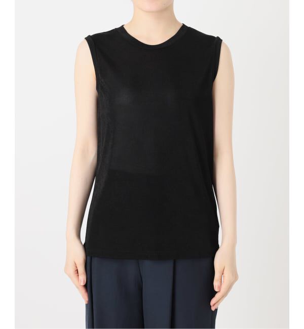  「【洗える】シャイニーノースリーブトップス」|Tシャツ・カットソー|