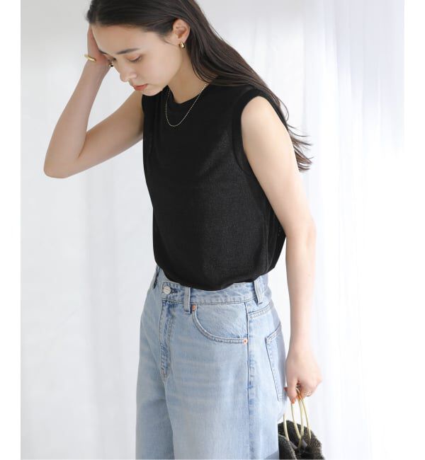  「【洗える】シャイニーノースリーブトップス」|Tシャツ・カットソー|