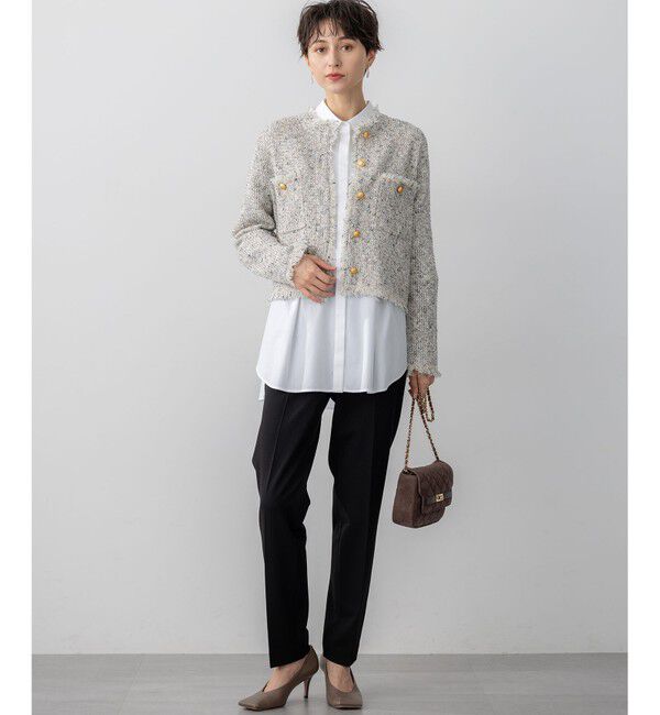 23区「【見上愛さん着用/新色追加/VERY掲載】ツイード ニット ジャケット」|ノーカラージャケット|