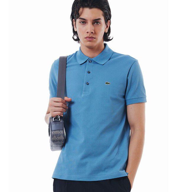 LACOSTE「ソリッド スリムフィット ストレッチポロシャツ（半袖）」|ポロシャツ|グレイッシュブルー