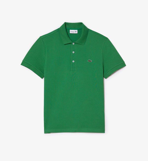 LACOSTE「ソリッド スリムフィット ストレッチポロシャツ（半袖）」|ポロシャツ|クリアグリーン