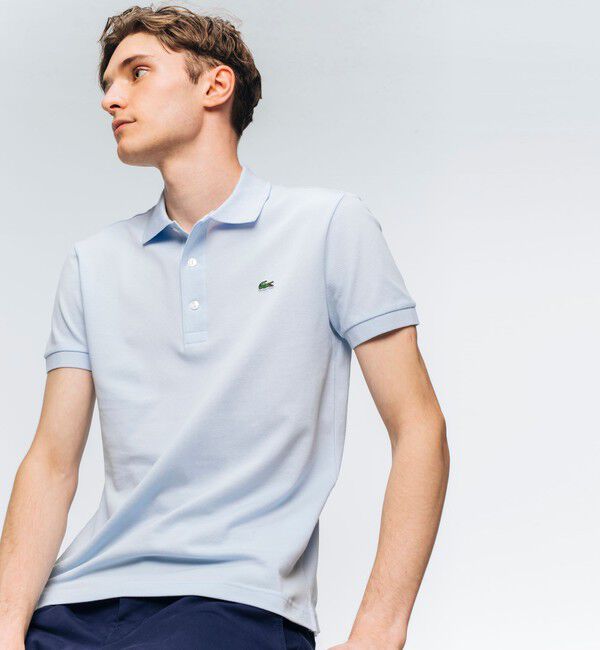 LACOSTE「ソリッド スリムフィット ストレッチポロシャツ（半袖）」|ポロシャツ|クリアブルー