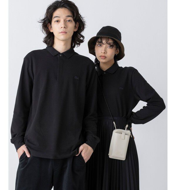 LACOSTE「比翼フロントロングスリーブポロシャツ」|ポロシャツ|ブラック