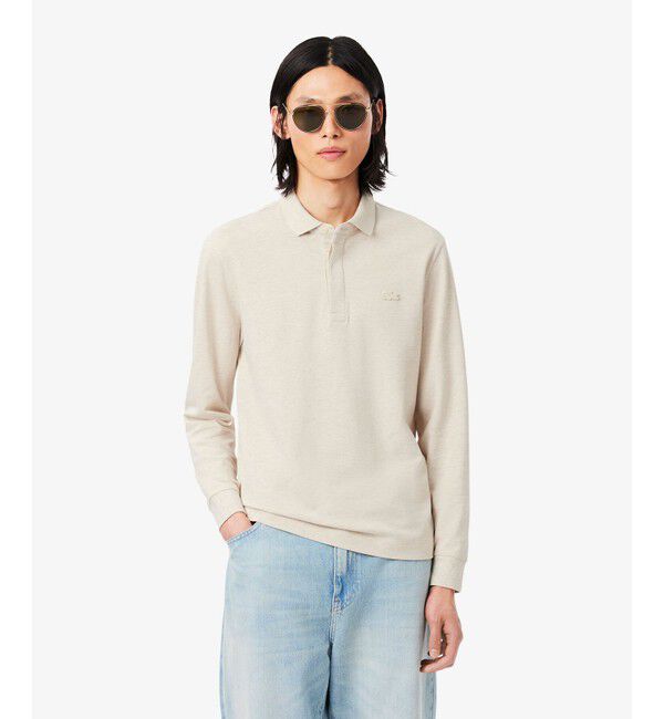 LACOSTE「比翼フロントロングスリーブポロシャツ」|ポロシャツ|アイボリー