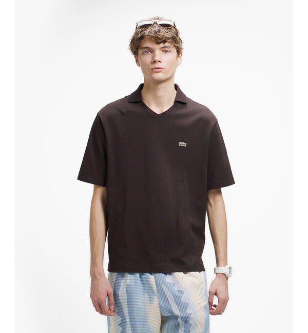 LACOSTE「L.12.12アレンジ スキッパーネックポロシャツ」|ポロシャツ|ブラウン系その他