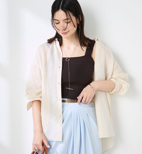 NOLLEY'S sophi「ウォッシャブルACARライトストライプ3WAYオーバーシャツ」|シャツ・ブラウス|