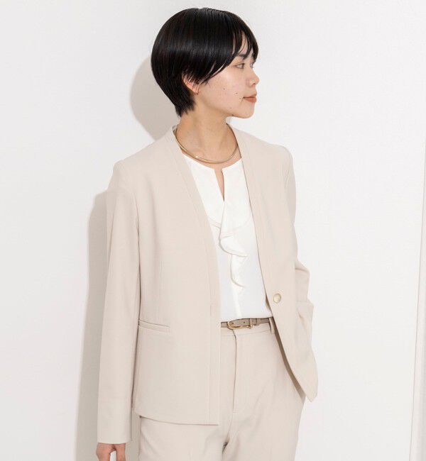 NOLLEY'S sophi「《セットアップ対応》ウォッシャブル2WAYツイルストレッチジャケット」|ノーカラージャケット|