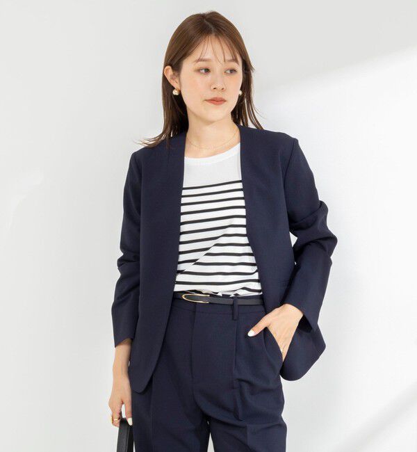 NOLLEY'S「《セットアップ対応/接触冷感》【BECシリーズ】ハイスペックトロVネックジャケット」|ノーカラージャケット|