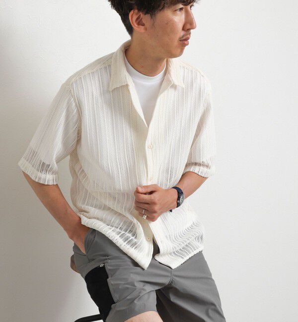 NOLLEY'S goodman「レースワンナップカラー 半袖ニットシャツ 26SS」|ニット・セーター|