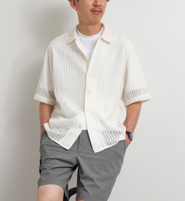 NOLLEY'S goodman「レースワンナップカラー 半袖ニットシャツ 26SS」|ニット・セーター|