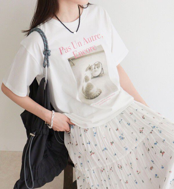 fredy emue「【UVカット/接触冷感】CATフォトＴシャツ」|Tシャツ・カットソー|オフホワイト