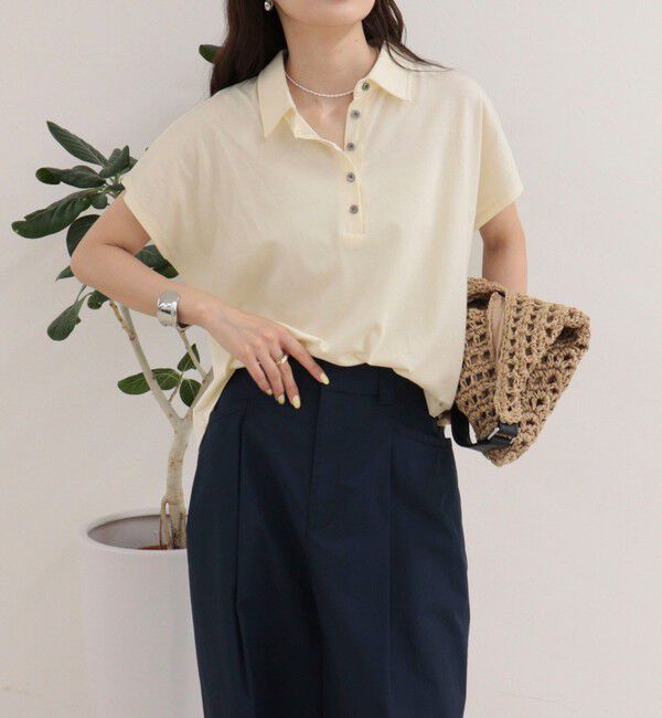 fredy emue「クロップドルーズポロ衿Tシャツ」|Tシャツ・カットソー|