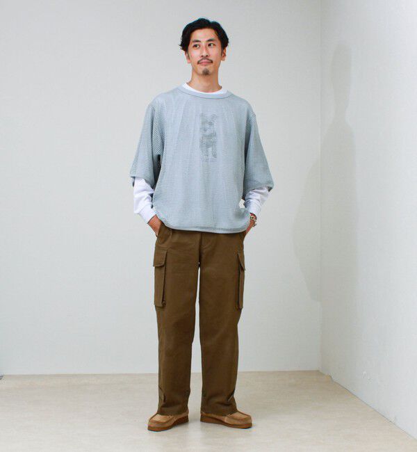 GLOSTER「3/4スリーブメッシュTシャツ シアーT 7分袖 オーバーサイズ」|Tシャツ・カットソー|