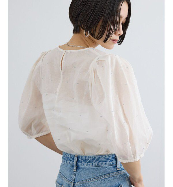 SALON adam et rope'「【WEB限定】ラメドットシアーボリュームスリーブブラウス / イージーケア」|シャツ・ブラウス|