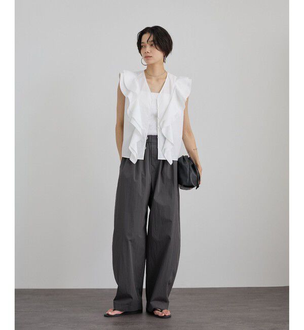 SALON adam et rope'「【WEB限定】コットンリネンタイプライターフリルブラウス」|シャツ・ブラウス|