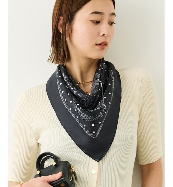 ROPE「ROPE' リバイバルシルクスカーフ/ Lサイズ・26AW」|バンダナ・スカーフ|ブラック(01)