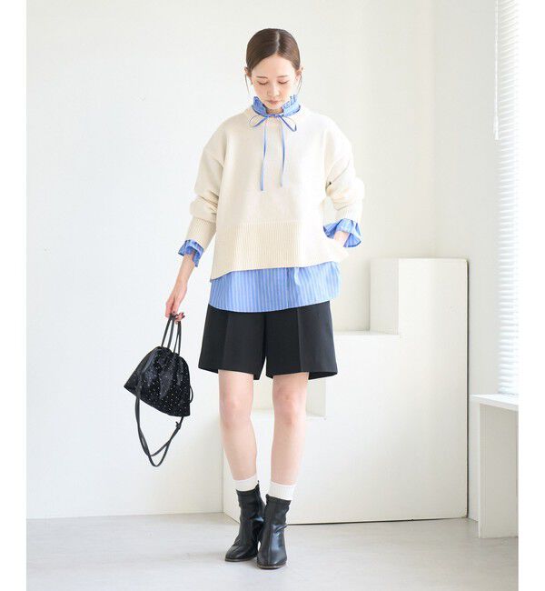 Rope&rsquo;Picnic「【新色追加】着丈が選べるクルーネックサイドスリットニットプルオーバー/イージーケア」|ニット・セーター|