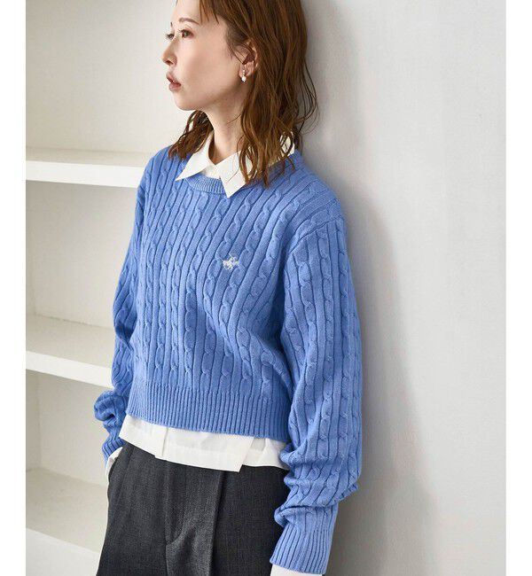 Rope&rsquo;Picnic「【BEVERLYHILLS POLO CLUB・WEB限定】ケーブル編みクロップドニットプルオーバー」|ニット・セーター|