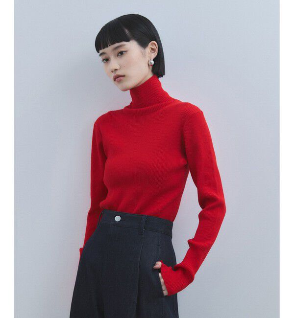 ADAM ET ROPE'「【WEB限定】・【定番】エコベロRIBタートル」|ニット・セーター|レッド(60)
