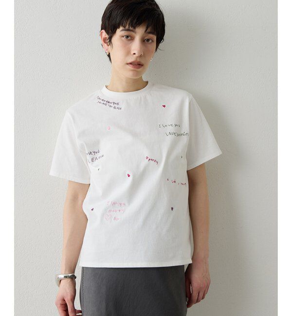 THE PAUSE「【THE PAUSE】シシュウTシャツ」|Tシャツ・カットソー|オフホワイト