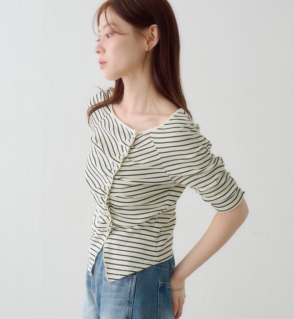  「ギャザーテレコ半袖カーディガン」|Tシャツ・カットソー|
