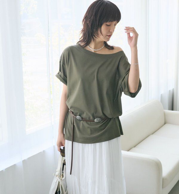  「【A・MONN】【吸水速乾/接触冷感】オープンネックTee」|Tシャツ・カットソー|