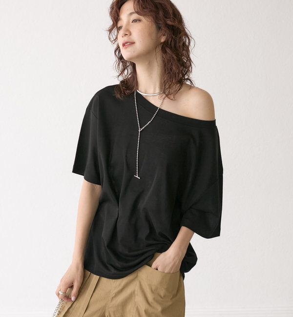  「【A・MONN】【吸水速乾/接触冷感】オープンネックTee」|Tシャツ・カットソー|