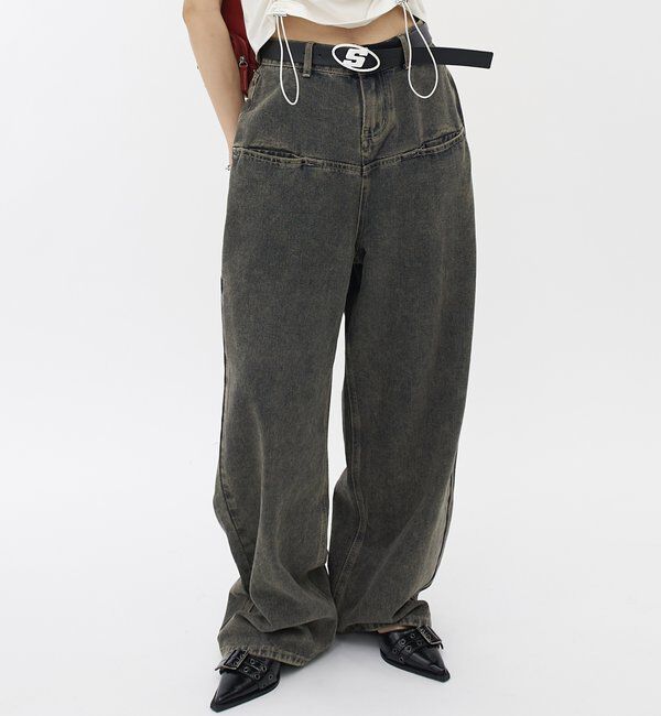  「《UNISEX / サイズ展開あり》スラッシュポケットブラストワイドデニム」|デニム|